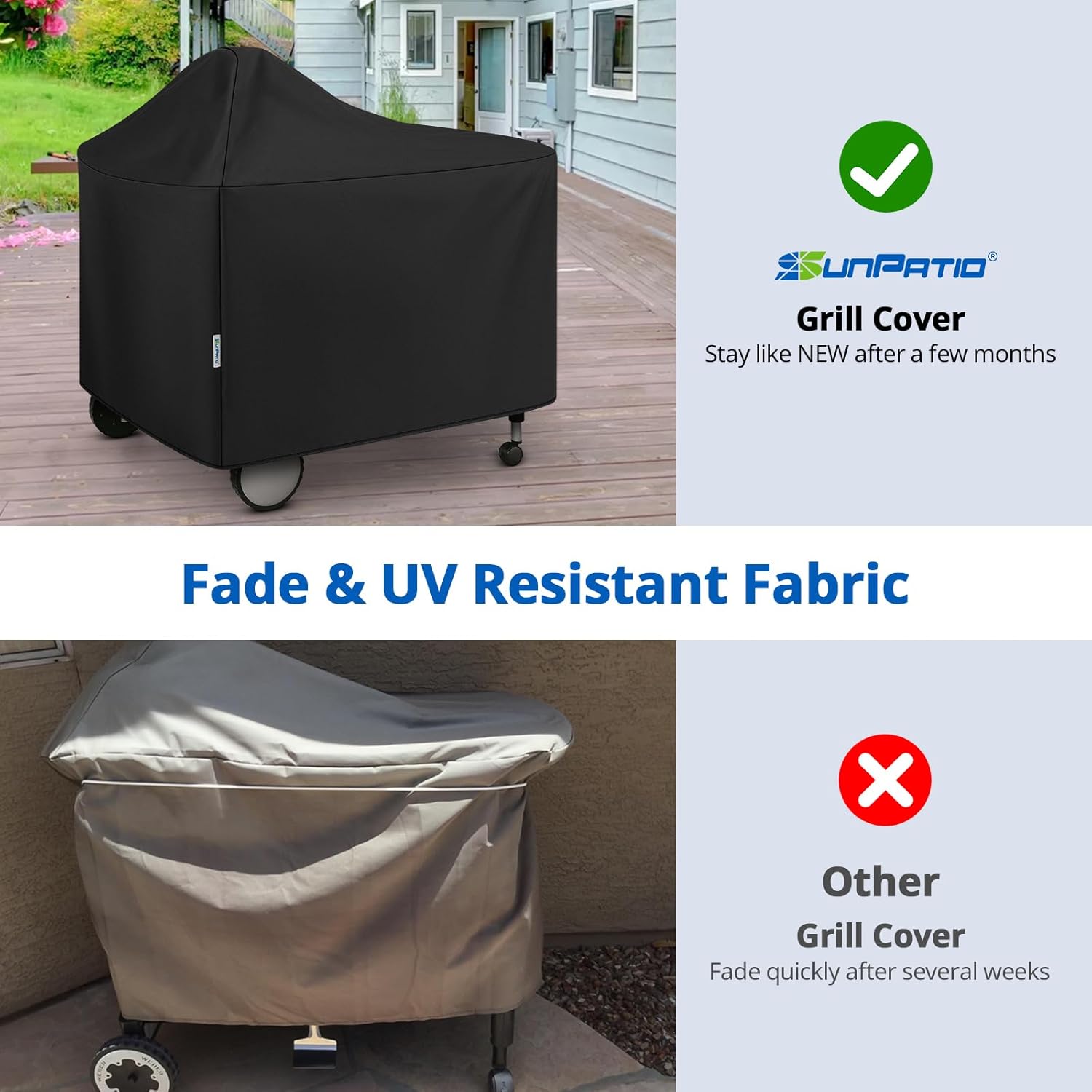 SunPatio Outdoor Waterproof Grill Cover Compatible for Weber 22 Inch Performer Premium Deluxe, RecTeq, Char-Griller Grills, Compared to Weber 7152, Heavy Duty Weather Resistant Charcoal BBQ Cover