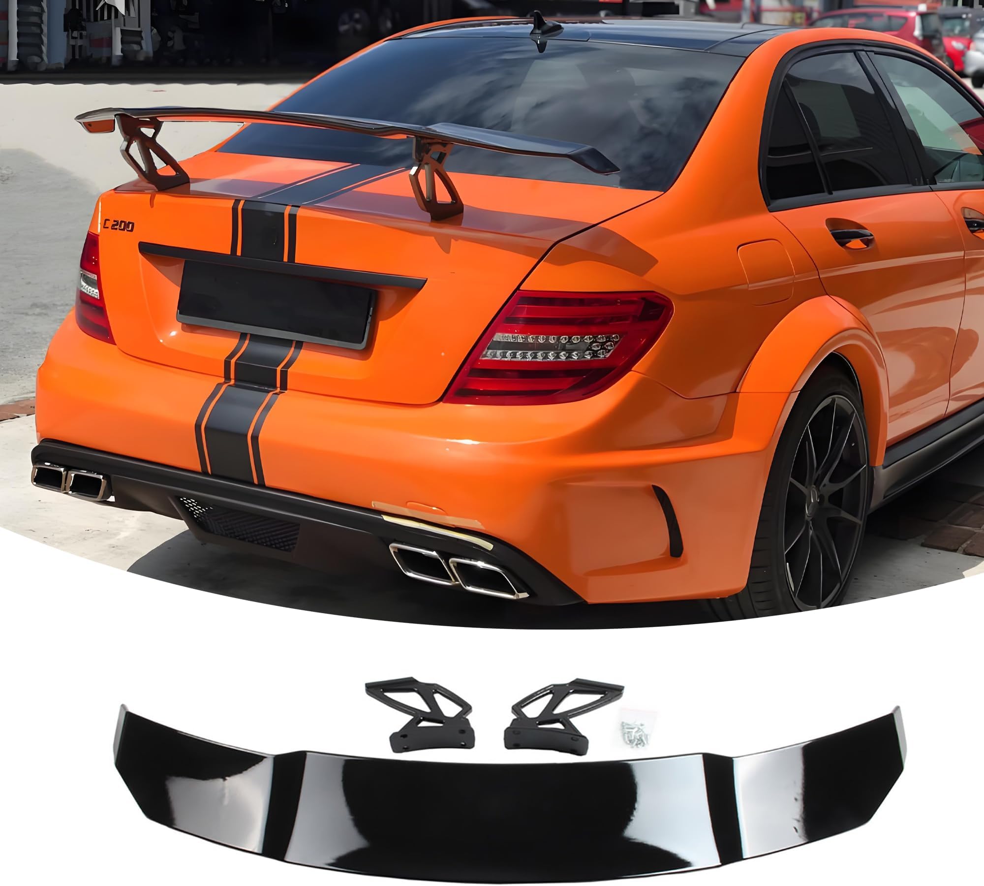 55Inch Universal Rear Trunk GT Spoiler Racing Wing Compatible with Toyota, Fit for Mercedes, Fit for BMW,Most Sedan Coupe Decklid Lip Exterior Accessories