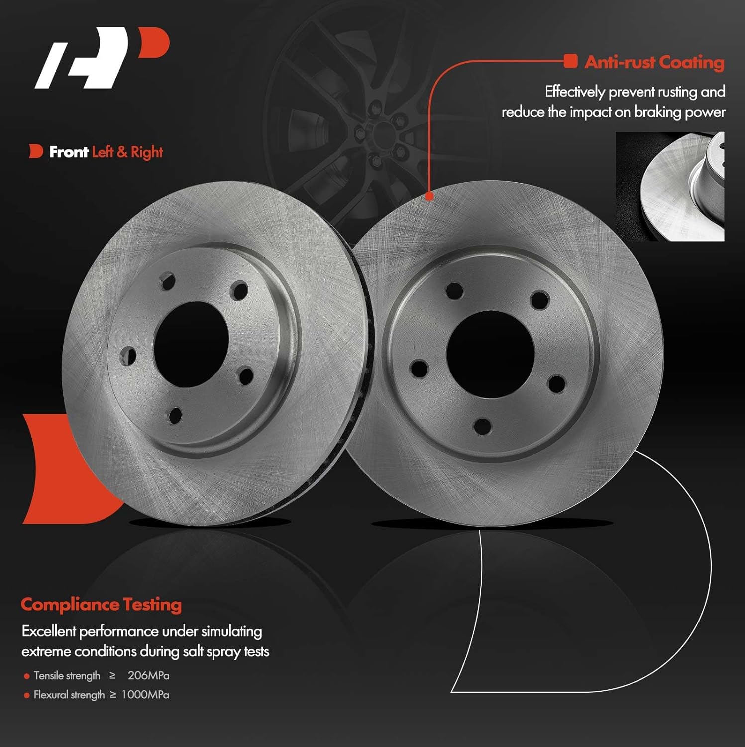 A-Premium 10.87 inch(276.00mm) Front Vented Disc Brake Rotors + Ceramic Pads Kit Compatible with Select Mitsubishi and Dodge Models - Lancer 2008-2017, Caliber 2008-2012, 6-PC Set