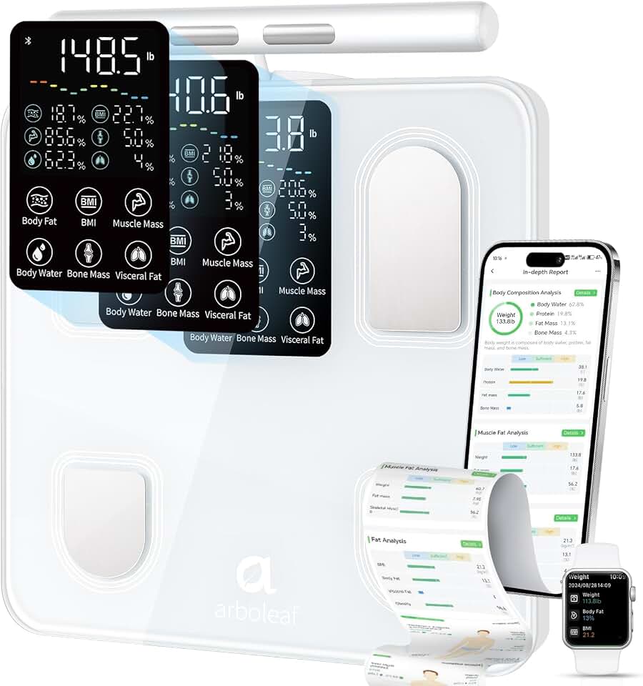arboleaf Smart Scale for Body Weight, Dual-Frequency 8-Electrode BIA | 7-in-1 display shows… product photo