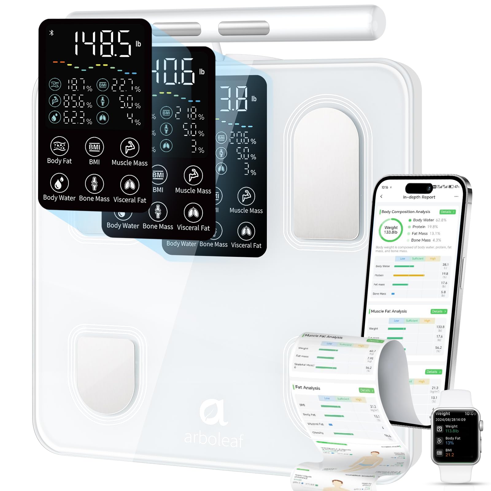 Amazon.com: arboleaf Scale for Body Weight, Upgrade 50+ Metrics 8
