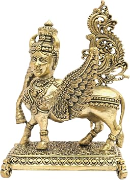 Brass Flying Kamdhenu Cow Statue | Spiritual Vastu Showpiece for Home & Office |Size-3.5Inch Approx|Weight- 122gm Approx |Decorative Statue for Pooja Room