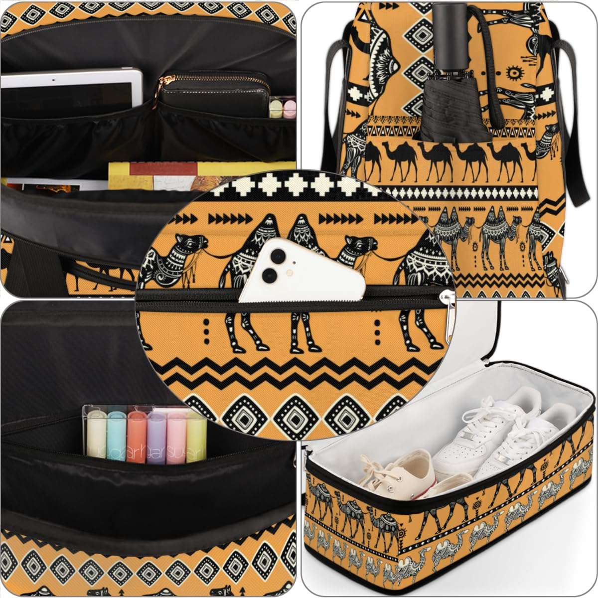 QsirBC Camels Lovely Style Gym Bag for Women Duffle Tote with Shoes Compartment Men Weekender Duffel for Dance Travel Sports Swimming Overnight