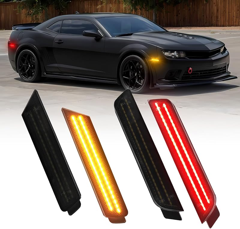 Luzes laterais de sinalização LED AUTOONE vermelha e âmbar para Chevrolet Camaro 2010–2015 – 4 unidades