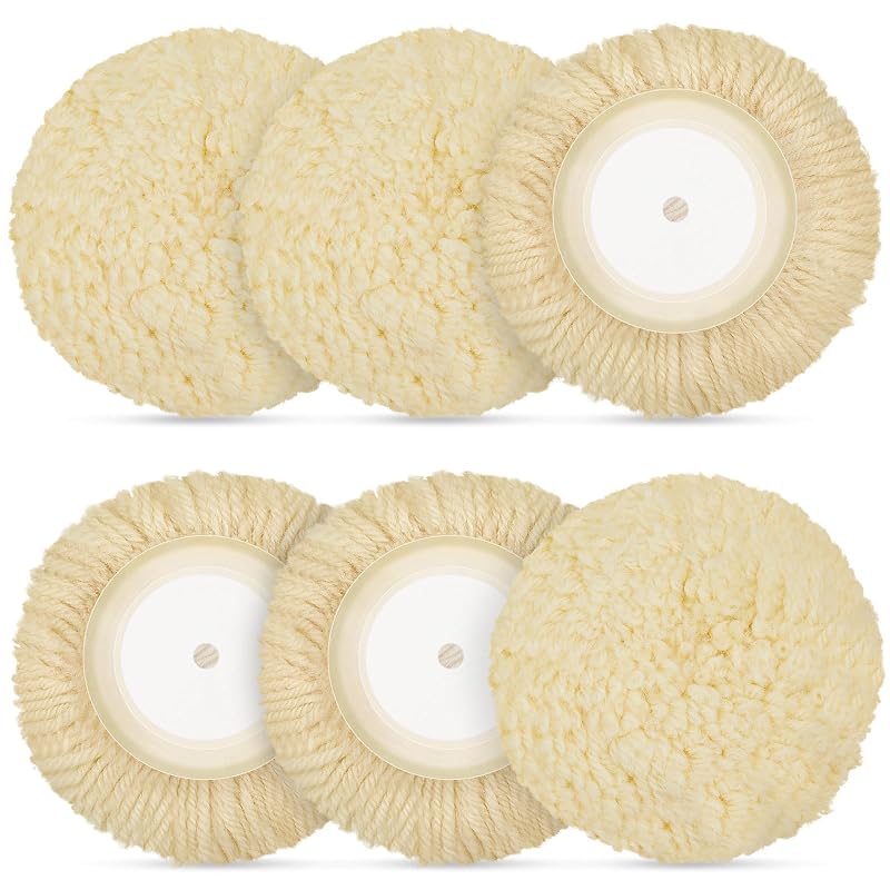 Tallew Kit de Boinas de Polimento de Lã Natural com Fixação Hook-and-Loop para Politriz, 17,8 cm, 6 peças