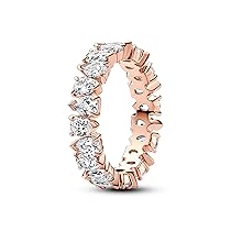 PANDORA Timeless Anello Eternity placcato in oro rosa 14 k con zirconi cubici trasparenti, 58