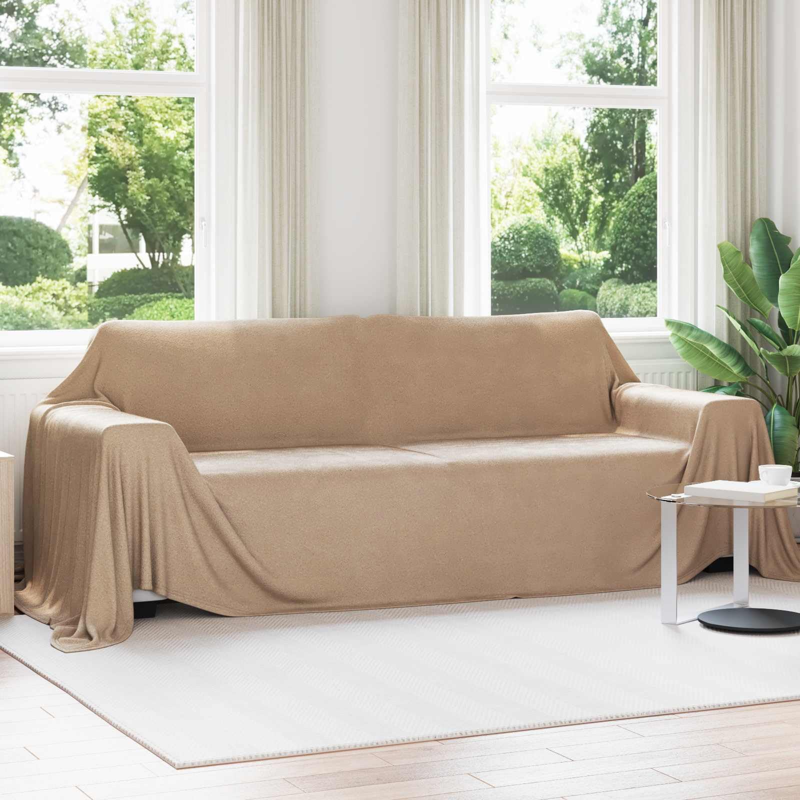 Couvertures à jeter camel en toison 350x270 cm pour éliminer le froid au lit