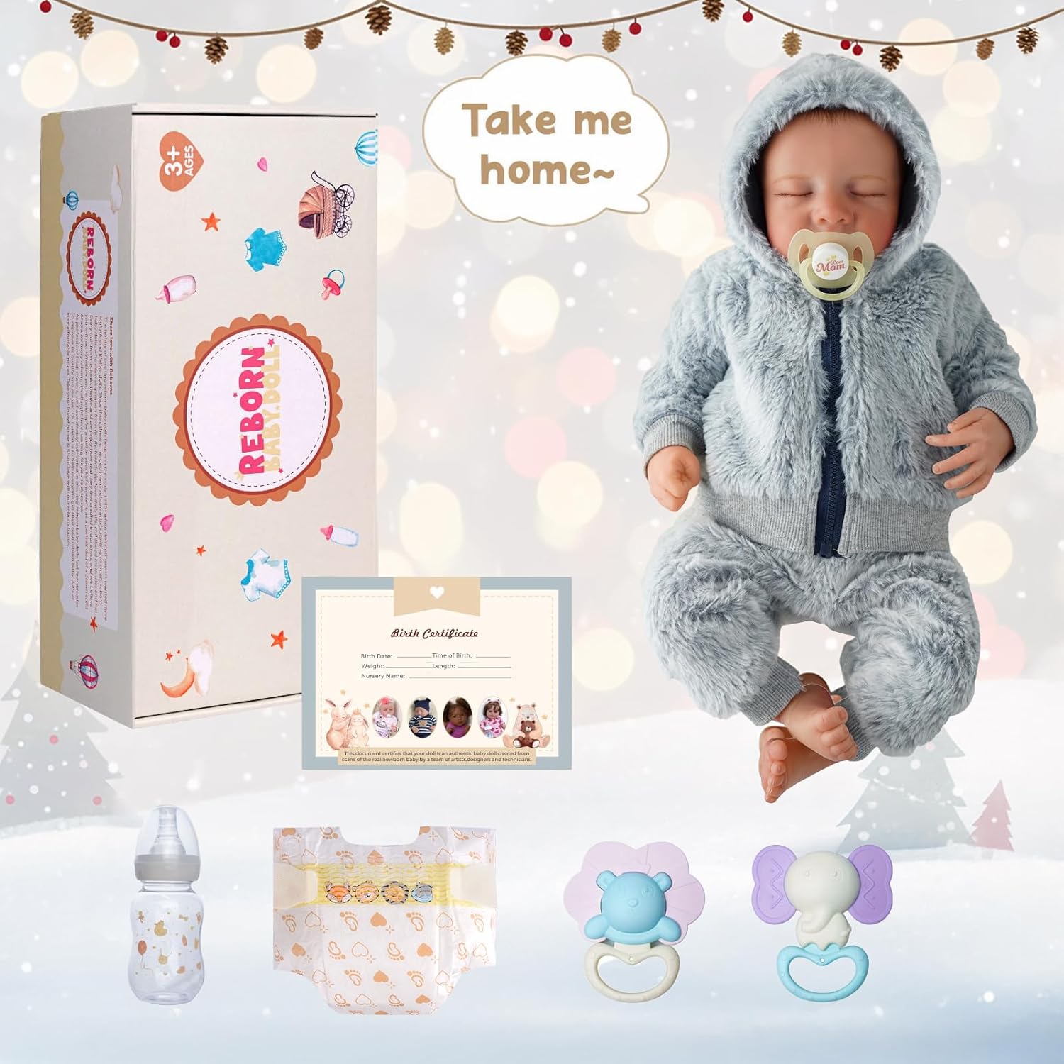 BABESIDE Lifelike Reborn Baby Dolls Boys - 17-Inch Real Baby Feeling Realistic-Newborn Baby Doll Full Body Vinyl Real Life Baby Dolls with Toy & Gift Box for Kids Age 3+
