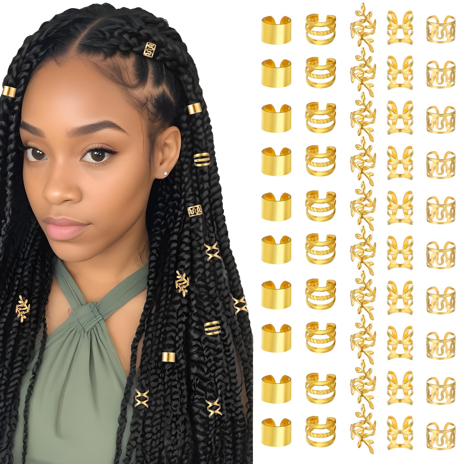 Amazon.com : Tyqour 50pcs Gold Hair Jewelry for Braids 
