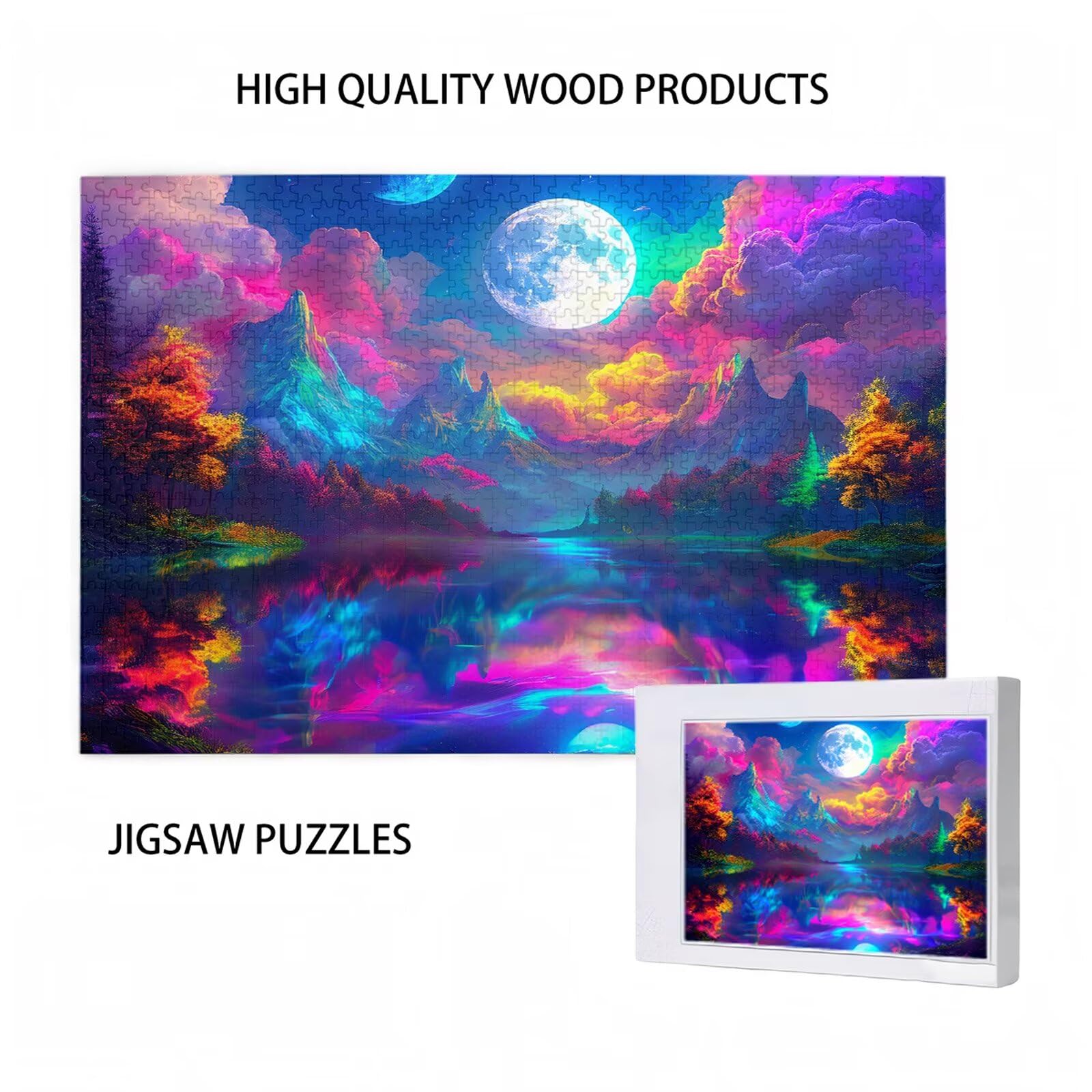5000 sztuk puzzli dla dorosłych, kreatywne niemożliwe puzzle dla dorosłych początkujących, duża drewniana układanka z pudełkiem do przechowywania, prezenty dla kobiet mężczyzn, wystrój domu, motyw