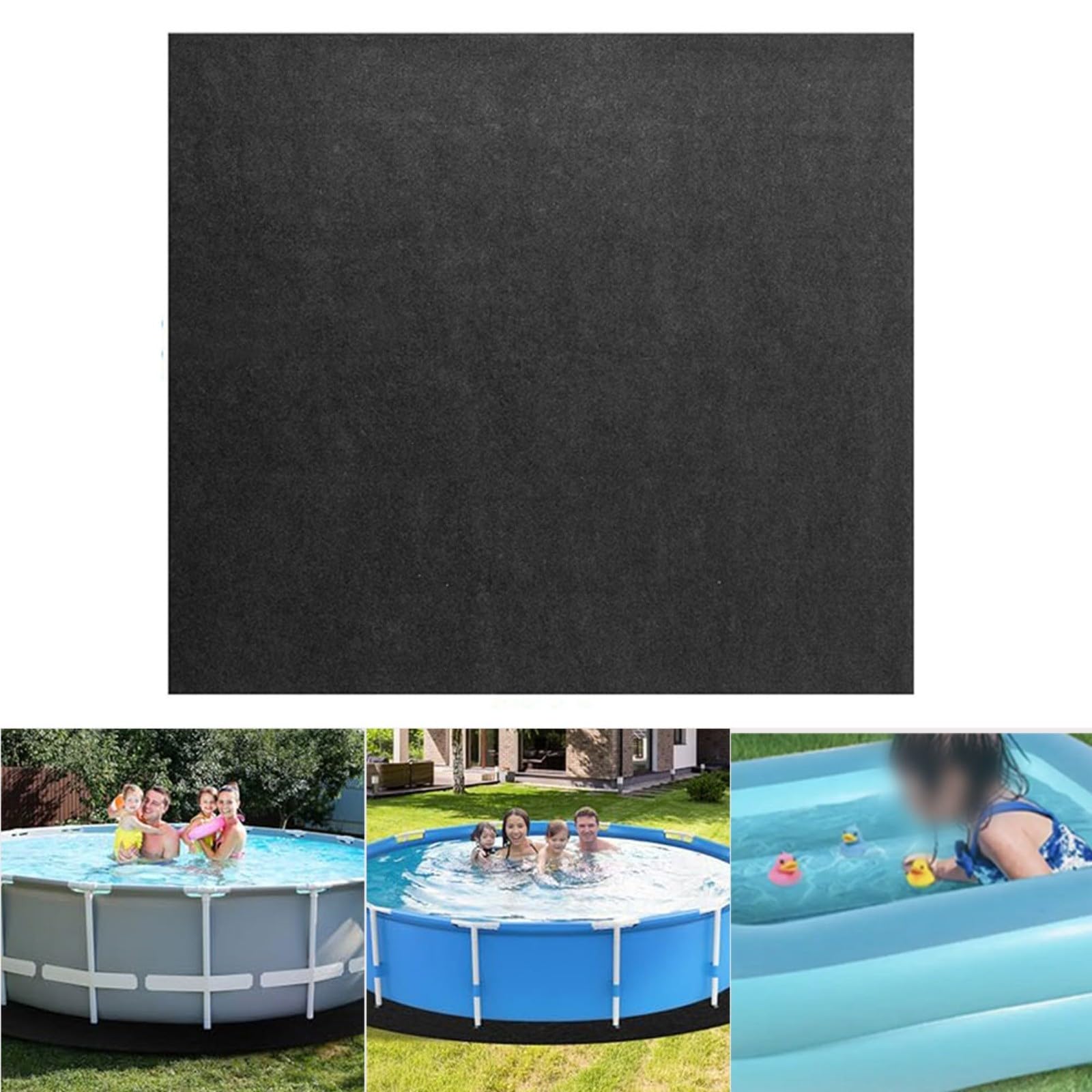Esterilla protectora de suelo de fieltro para piscina, 3 x 2 m, color negro, resistente al desgarro y antideslizante, base de poliéster para piscina de suelo, impermeable para interior y exterior