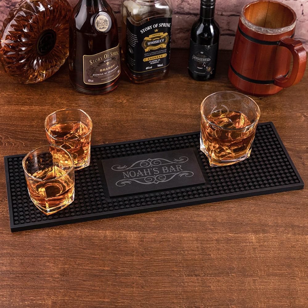 Getname Custom Name Square Silicone Drink Mat for Table, Personalized Beer Mat, Black image 2