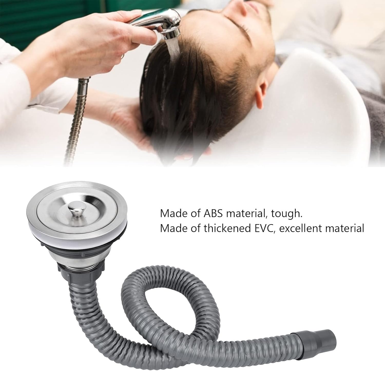 Drain Plug Stainless Steel Sink Plug, Hair Salon Shampoo Basin Drain Plug, Sink Plug with Hair Catcher Accessories for Shampoo Bed