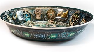 Large Bowl from environmentally friendly recycled PBA-free plastic. Beautiful unique design encompassing many of the iconic Hebrew symbols.