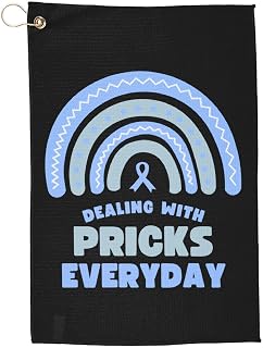 Diabetic Golf Towel – Dealing with Pricks Everyday | Blue Rainbow Design, Funny Diabetes Awareness Gift, Type 1 & Type 2