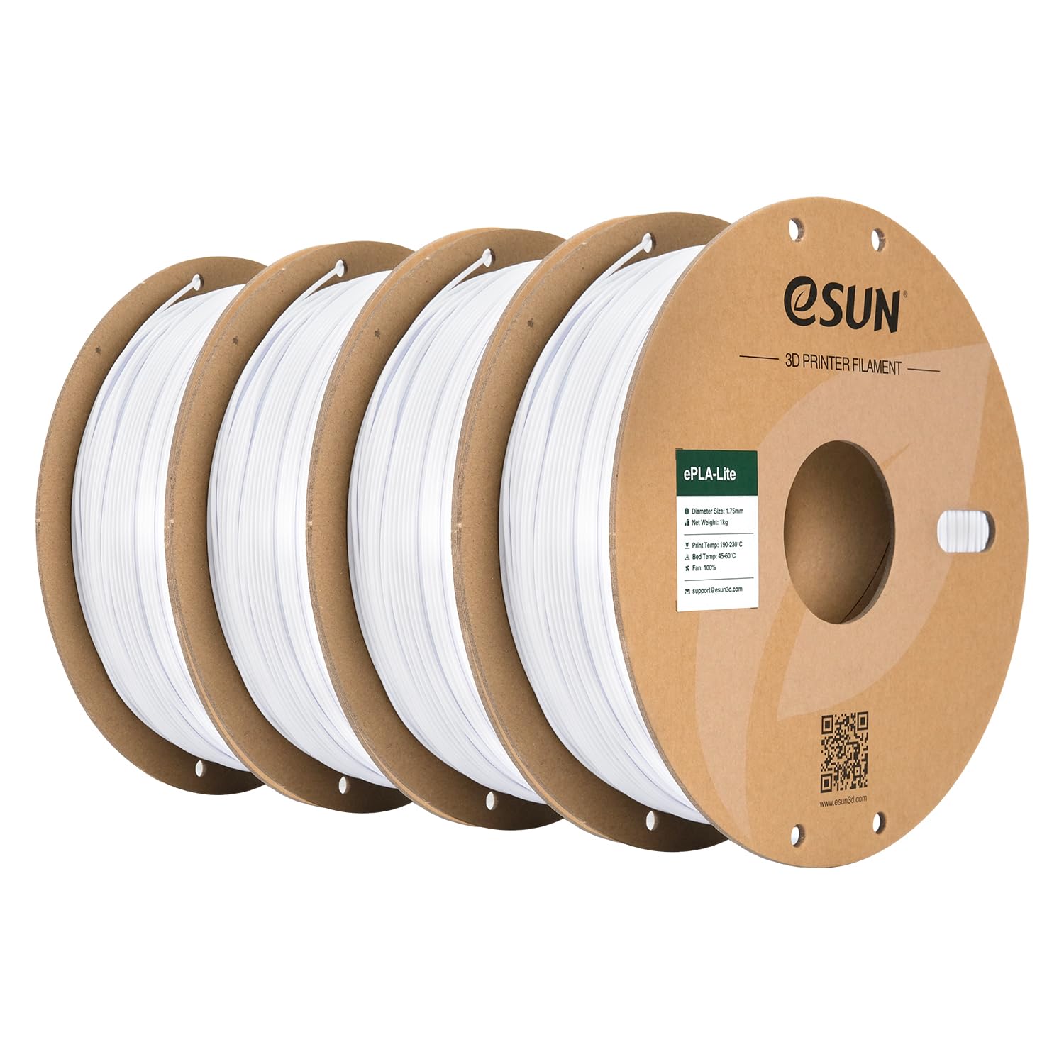 eSUN Filamento PLA 1,75 mm, filamento modificato per stampante 3D PLA, precisione dimensionale +/- 0,03 mm, bobina da 1 kg (2,2 libbre) filamento di stampa 3D (Bianco freddo, 4KG)
