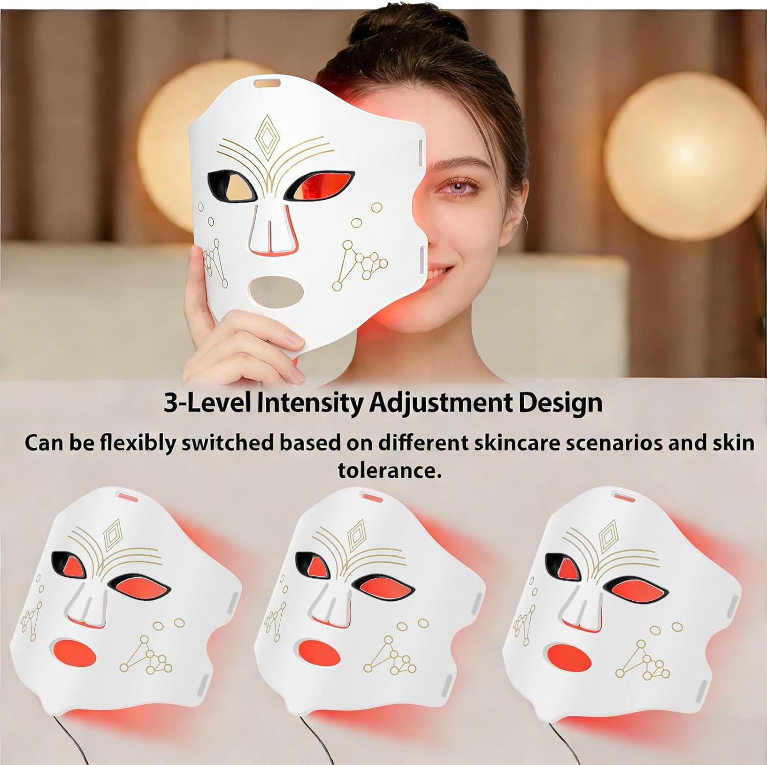 LED Therapy Mask, Red Light Therapy for Face, 4 Light Modes (Red/Blue/Infrared/Mixed), Red Light Mask Skincare Tool for Reducing Wrinkles and Acne