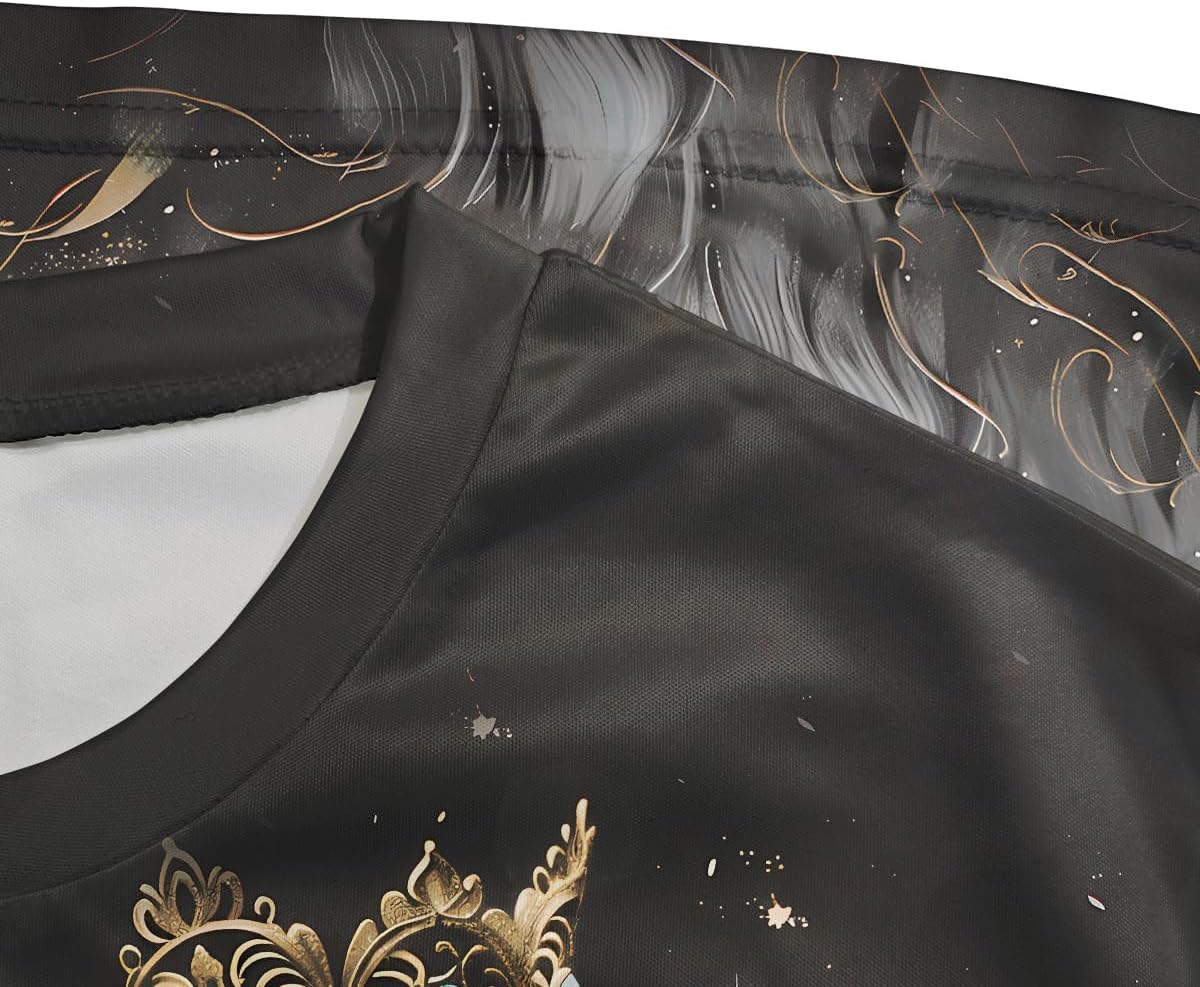 Men's Casual Lion with Crown Print T-Shirt Fashion Graphic Tee Shirts Short Sleeve - Image 5