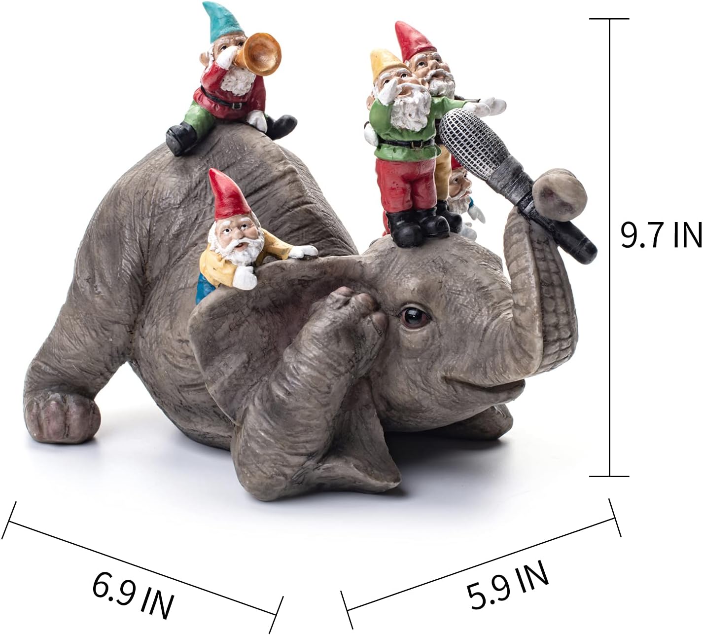 Elephant Dwarf Garden Statue Garden Gnomes Outdoor Funny Garden Gnomes Yard Ornaments Lawn Ornaments Home Gift for Women and Mother's Day 7.0 inch