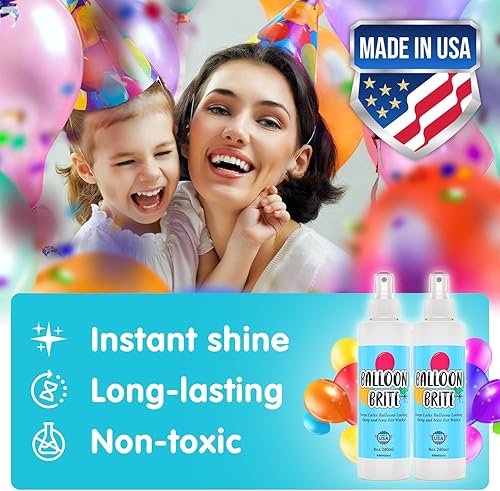 Miniatura 3 de [Paquete de 2 – 16 onzas en total] Spray de alto brillo para globos de látex – Brillo de globo para un elegante acabado brillante en cuestión de