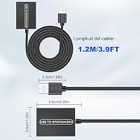Adaptor audio optic XMSJSIY USB la SPDIF Toslink cu cablu jack de 3,5 mm, 1,2 m, pentru TV, PS5, PS4, PC, laptop, smartphone, boxe și amplificatoare 2