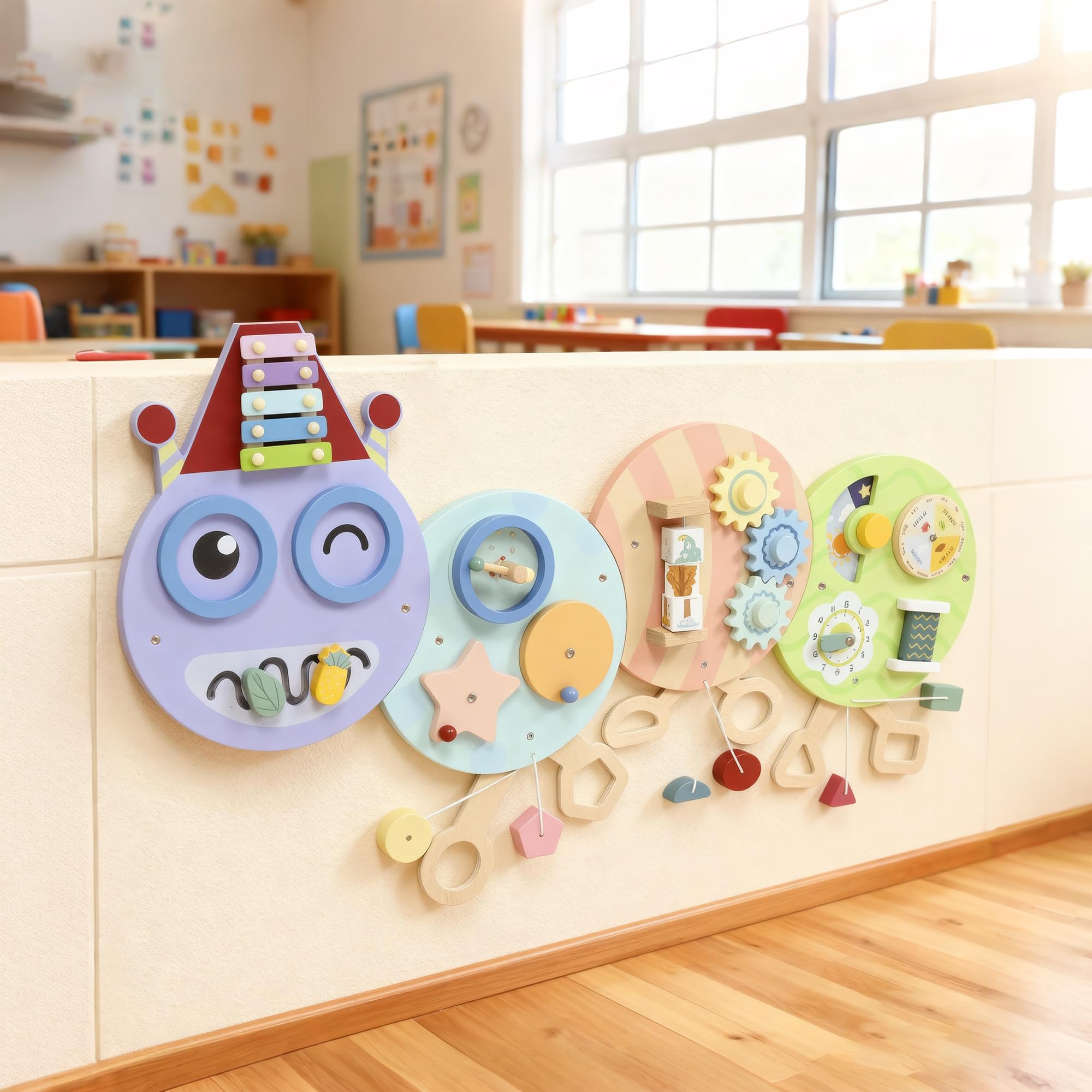 AIYAPLAY Caterpillar Montessori Busy Board zabawka sensoryczna tablica aktywności, ściana aktywności, centrum nauki, deska zajęcia, zabawka ścienna, prezent dla chłopców i dziewczynek od 3 lat