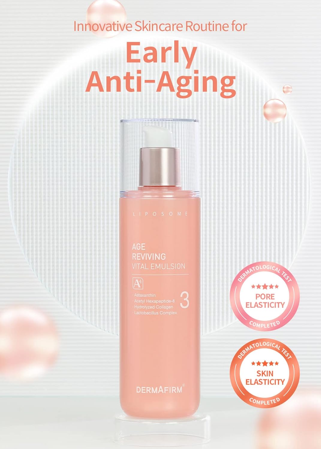 Dermafirm Age Reviving Vital Tone Up Emulsion Cream A4 | Face Firming Cream Hydrating Moisturizer for Pore Firming w/Collagen, Astasome & Peptide All Skin Types | No Animal Trials No Paraben 6.76 fl - Image 2
