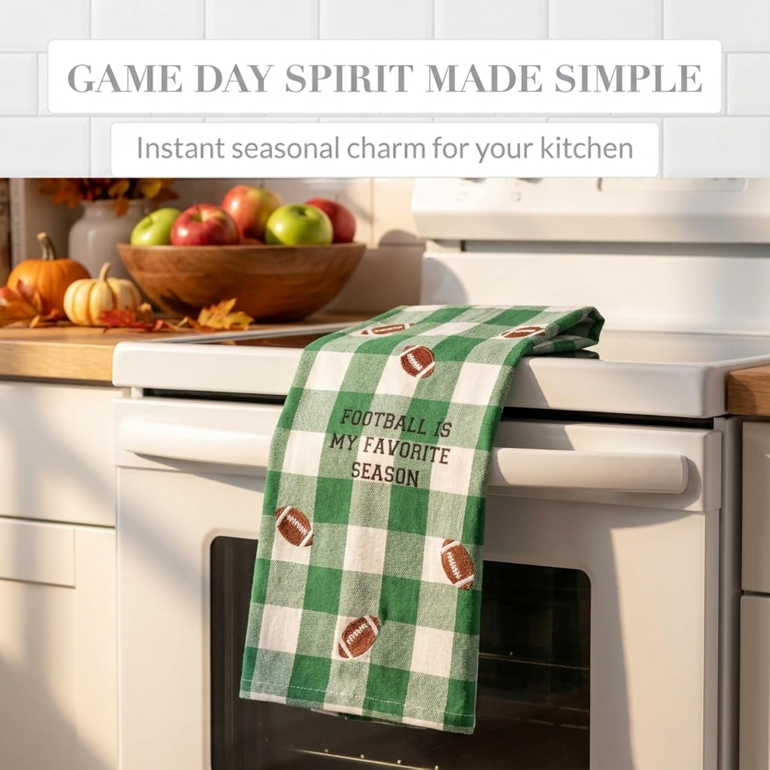 Mud Pie Football Fav Season Decorative Bar Towel, Decorative Kitchen & Hostess Gift Towel, Seasonal Kitchen Decor