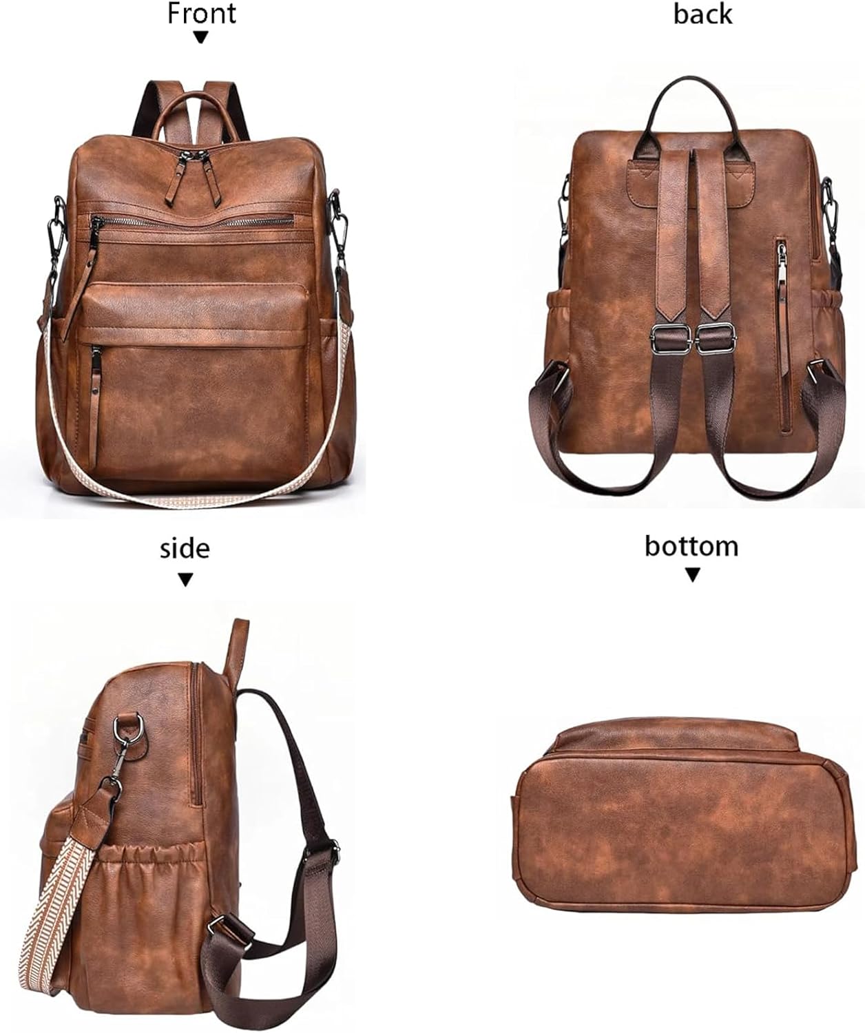 Fashion Backpack Purse for Women Leather medium Anti-theft Multipurpose PU Ladies Shoulder Travel bag Satchel Handbags - Image 6