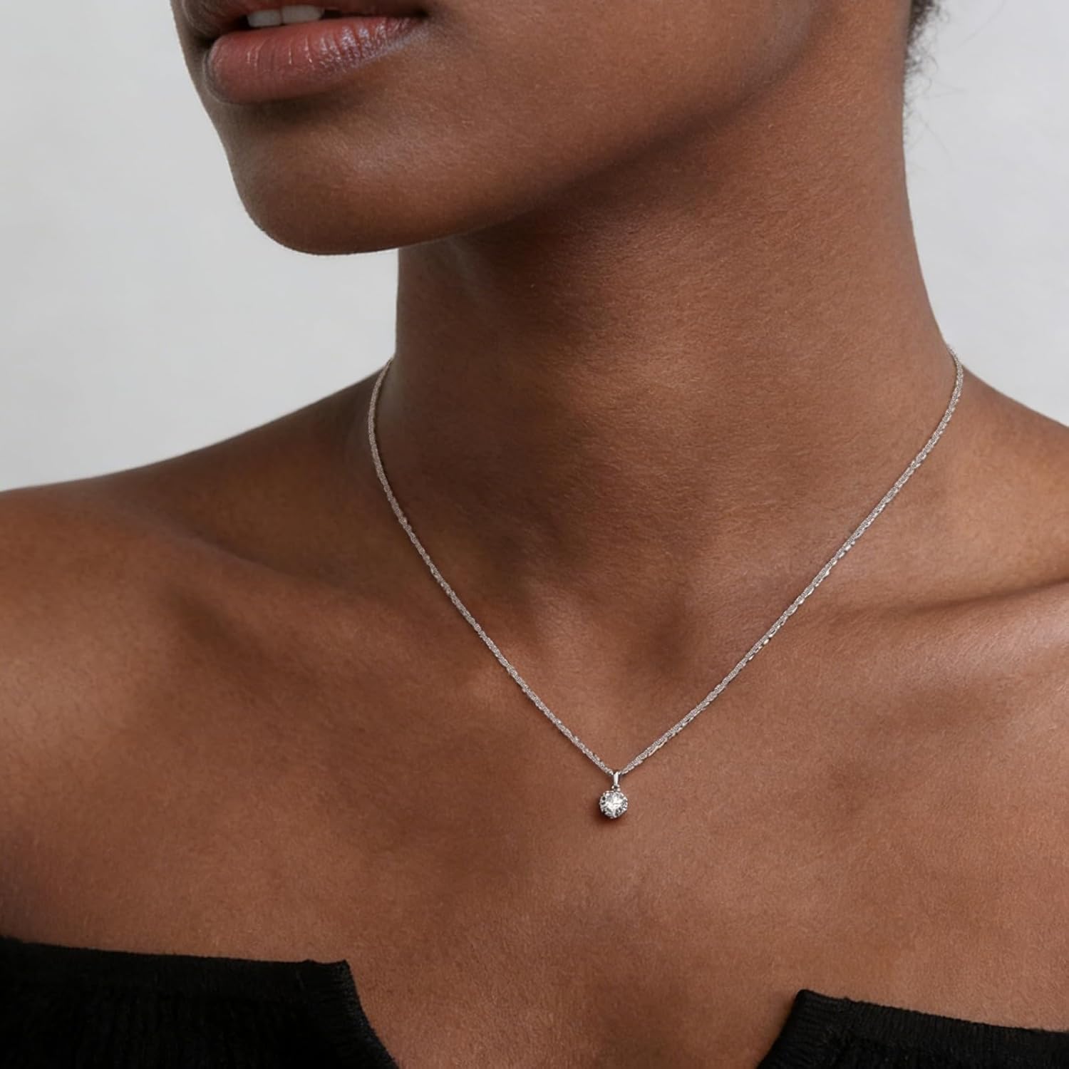 JOLINO 1CT Moissanite Pendant Necklace for Women,925 Sterling Silver Plated with Platinum,Dainty Jewelry Gifts for Your Wife,Girlfriend,Mother on Valentine's Day,Birthdays,Anniversaries,or Graduations - Image 2