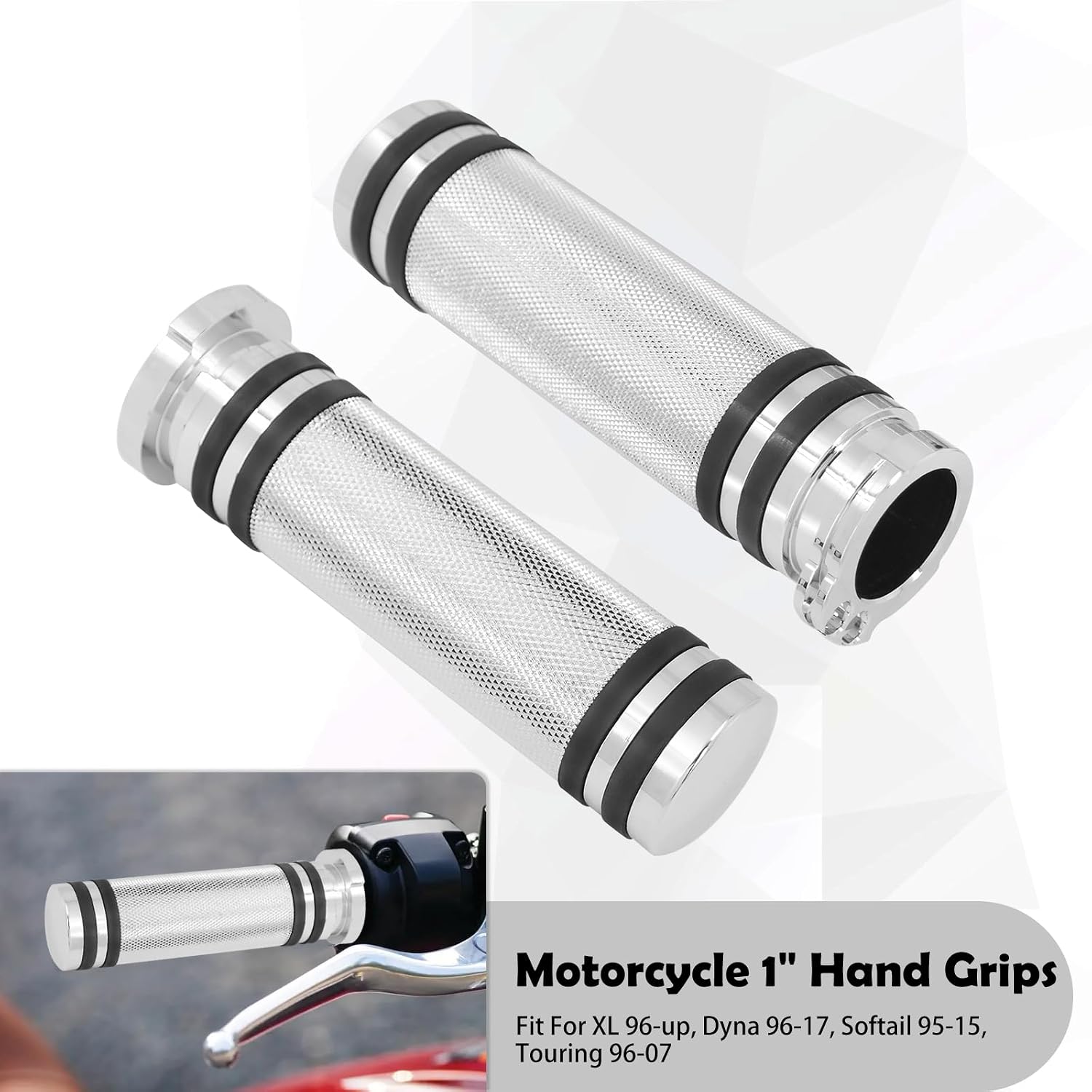 Hand Grips 1 Inch 25mm Universal Handlebar Throttle Grip CNC Replacement Motorcycle 1" Handle Bars Fit for Harley Dyna Softail Sportster XL XR Touring Road Electra Glide 1996-2007