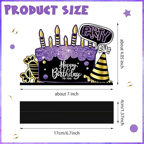 Miniatura 2 de 6 piezas de centro de mesa de feliz cumpleaños negro para decoración de cumpleaños para mujeres, hombres y niños, cumpleaños, baby shower, fiesta,