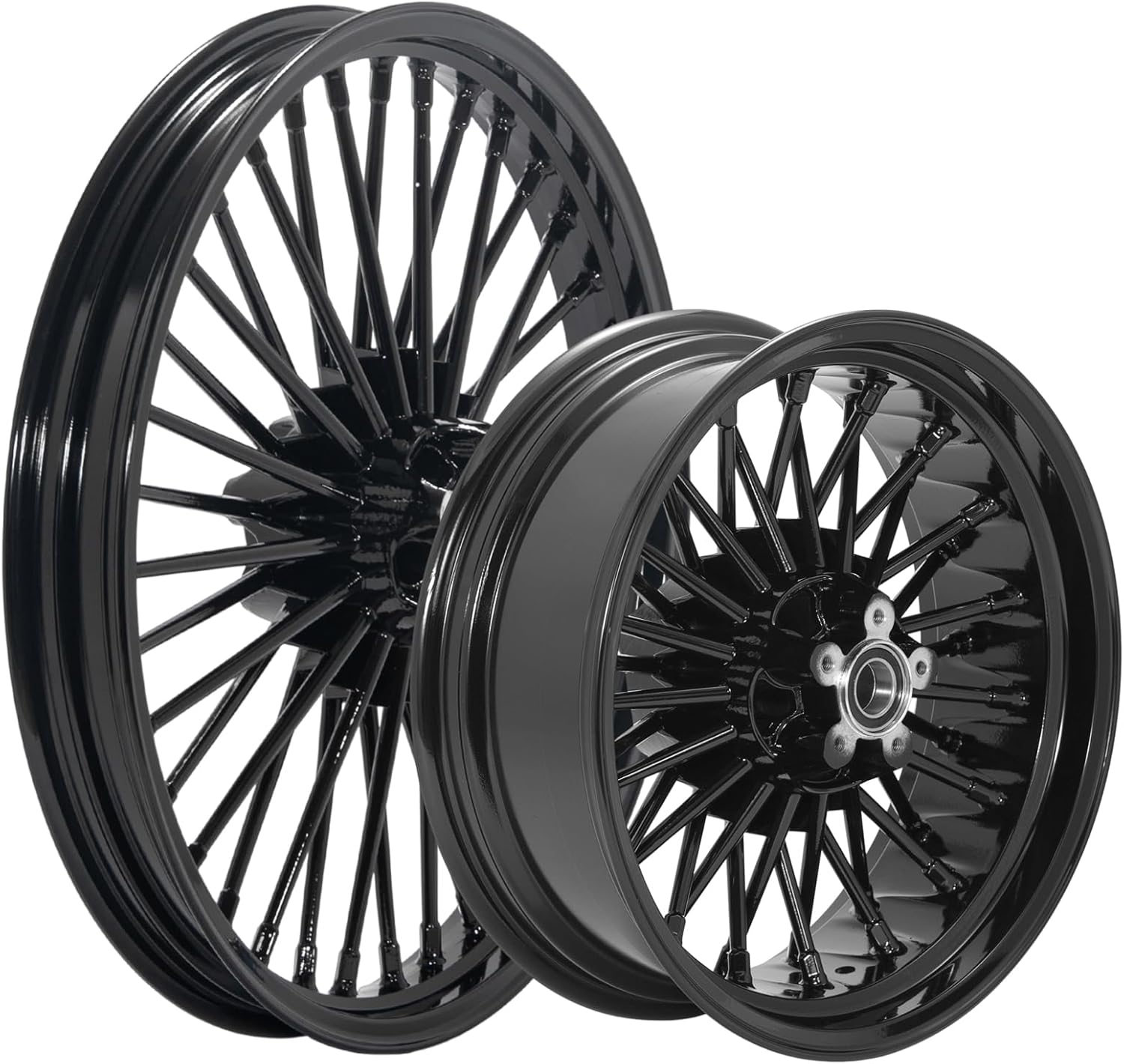 TOFR 21x2.15 Front 18x5.5 Rear Rims Wheels 36 Fat Spokes Tubeless For Harley Softail Standard, Custom, Night Train, Springer 2006-2010 Fat Boy 2007-2017 Deuce 2000-2008 / Chrome