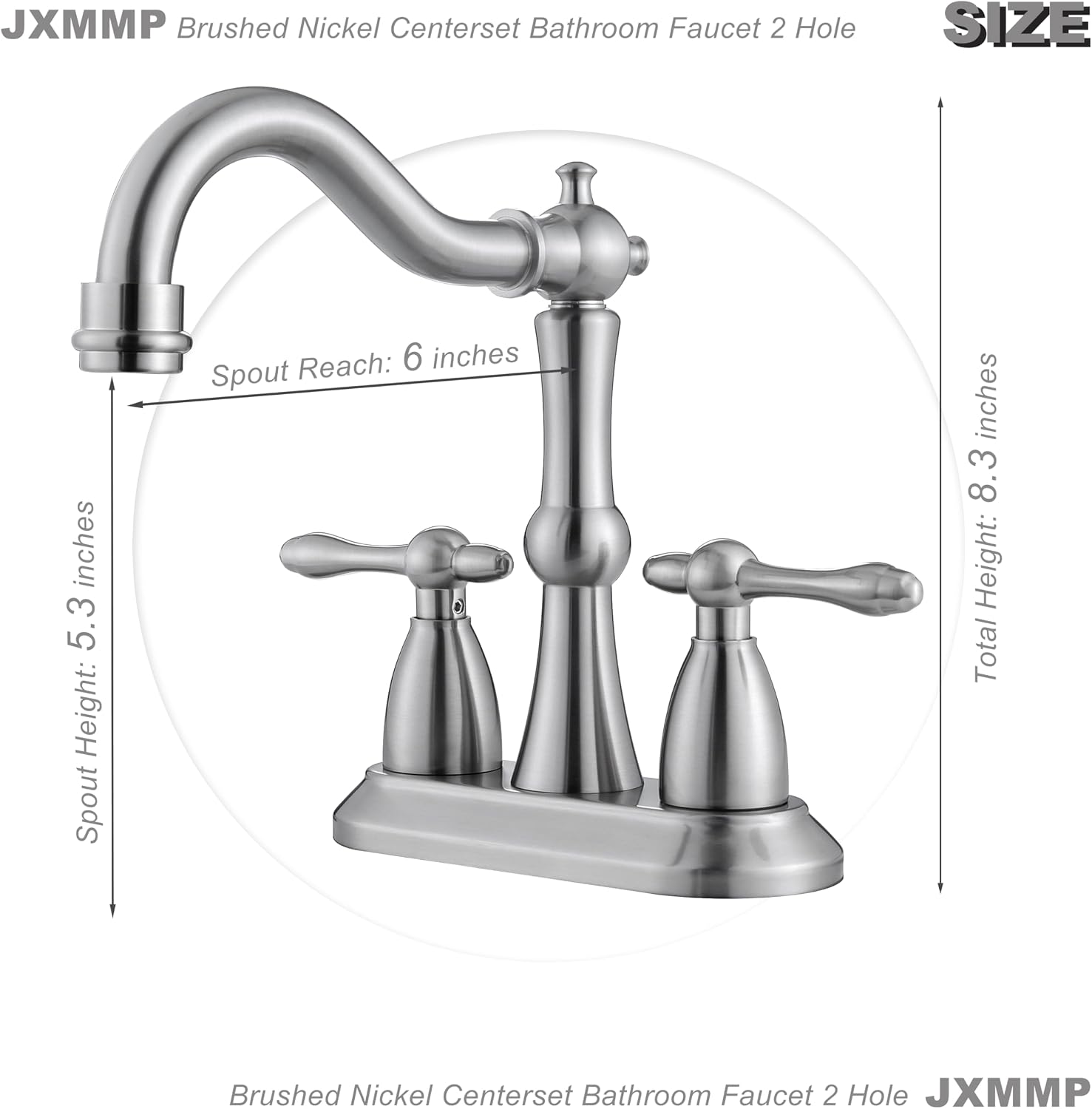 Brushed Nickel Bathroom Sink Faucet, Stainless Steel Centerset Antique Bathroom Faucet with Drain and Supply Hose,4 in Brushed Nickel Sink Faucet for Bathroom