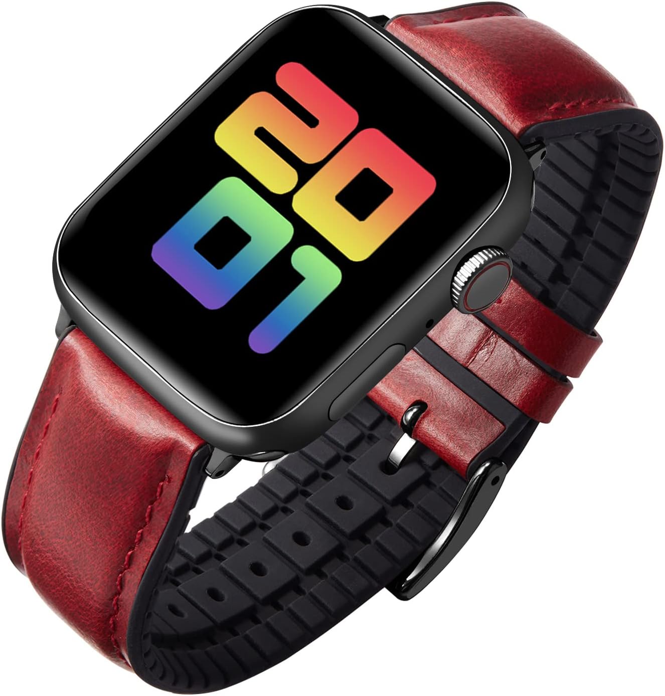 BINLUN Compatible with Apple Watch Strap 38mm 40mm 41mm Premium Oil Wax Leather and Breathable Silicone Hybrid Replacement Band Compatible with iWatch Straps Ultra SE SE2 Series 9/8/7/6/5/4/3/2/1 - Image 2