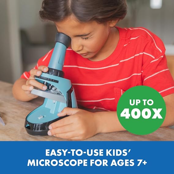 Educational Insights GeoSafari Microscope Science Set - STEM Kits for Kids, 400x Magnification, Scientific Discovery Toys for Classroom or Home Projects, Biology & Chemistry Experiments, Ages 7+