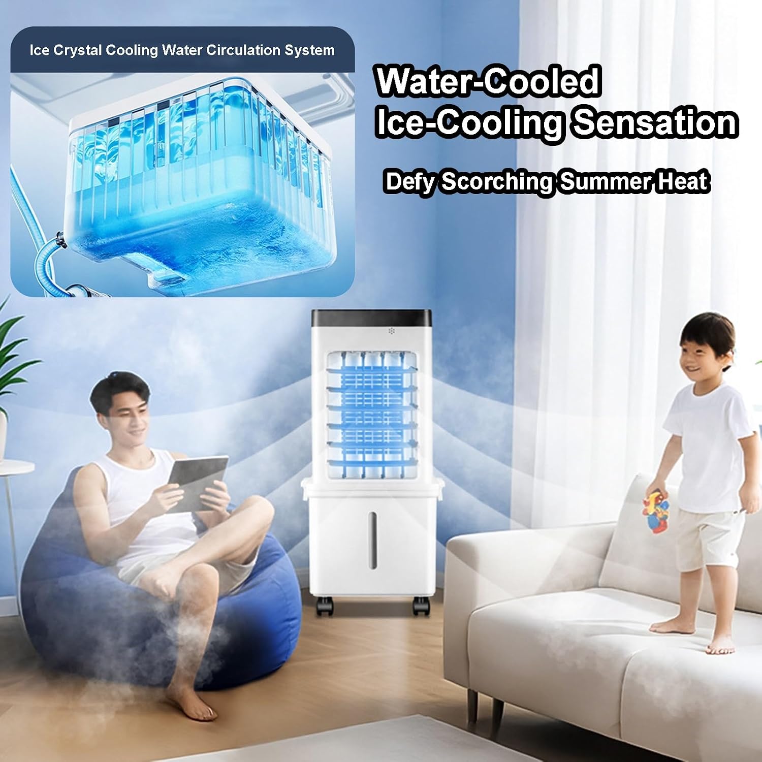 Portable Air Conditioners,Portable AC Unit with Removable 15L Water Tank,Evaporative Air Fan Windowless,Dehumidifier,Fast Cooling Portable AC for Bedroom Home Office