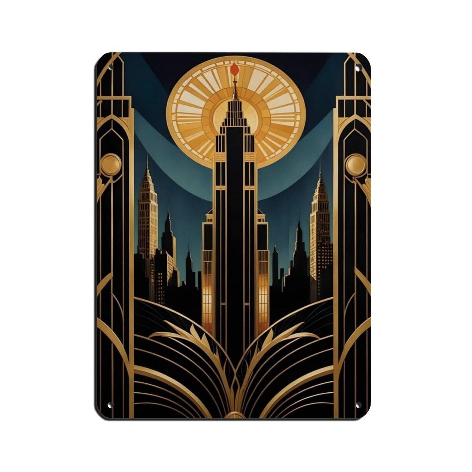 1920s Architecture Poster Gatsby Style Art Tin Sign Vintage Metal Pub Club Cafe Bar Home Wall Art Decoration Poster Retro 12x16inch(30x40cm)