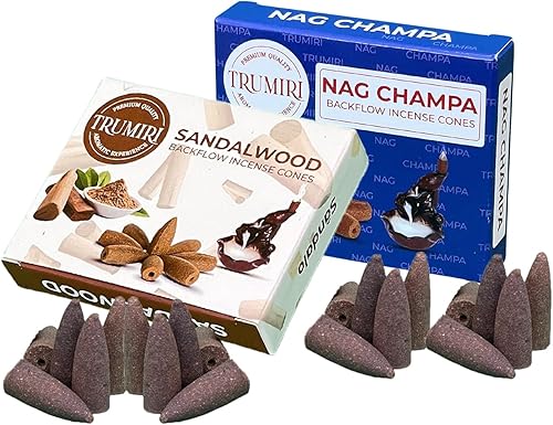 Miniatura 6 de Conos de incienso de reflujo  Paquete combinado de 20 conos de incienso en cascada  10 Nag Champa + 10 sándalo  Conos de incienso de reflujo  Conos
