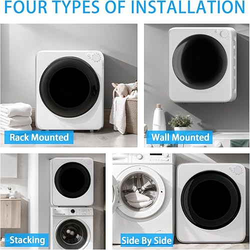 Miniatura 7 de Secadora de ropa portátil de 1.6 pies cúbicos, secadora de ropa de carga frontal de secado rápido de 800 W con 5 modos, mini secadora eléctrica de