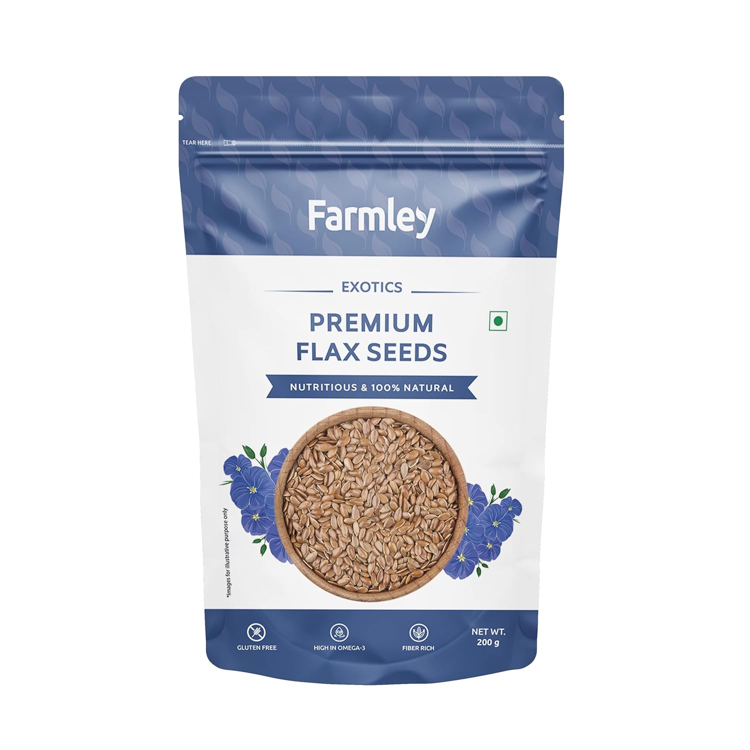 Farmley Premium Flax Seeds for Eating 200 grams Healthy Diet Source of