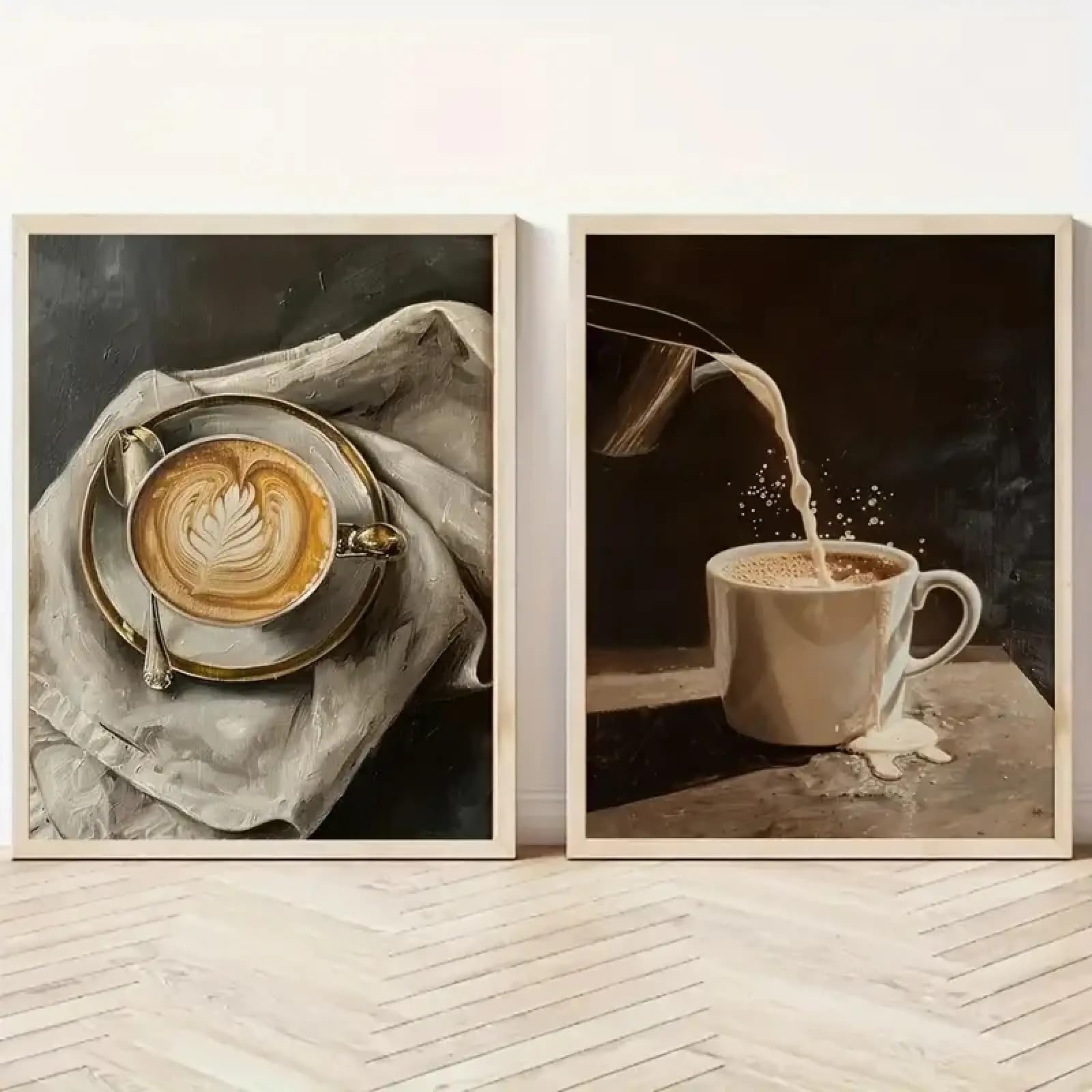 Affiche d'art sur toile café esthétique moderne peinture nature morte murale lot 2