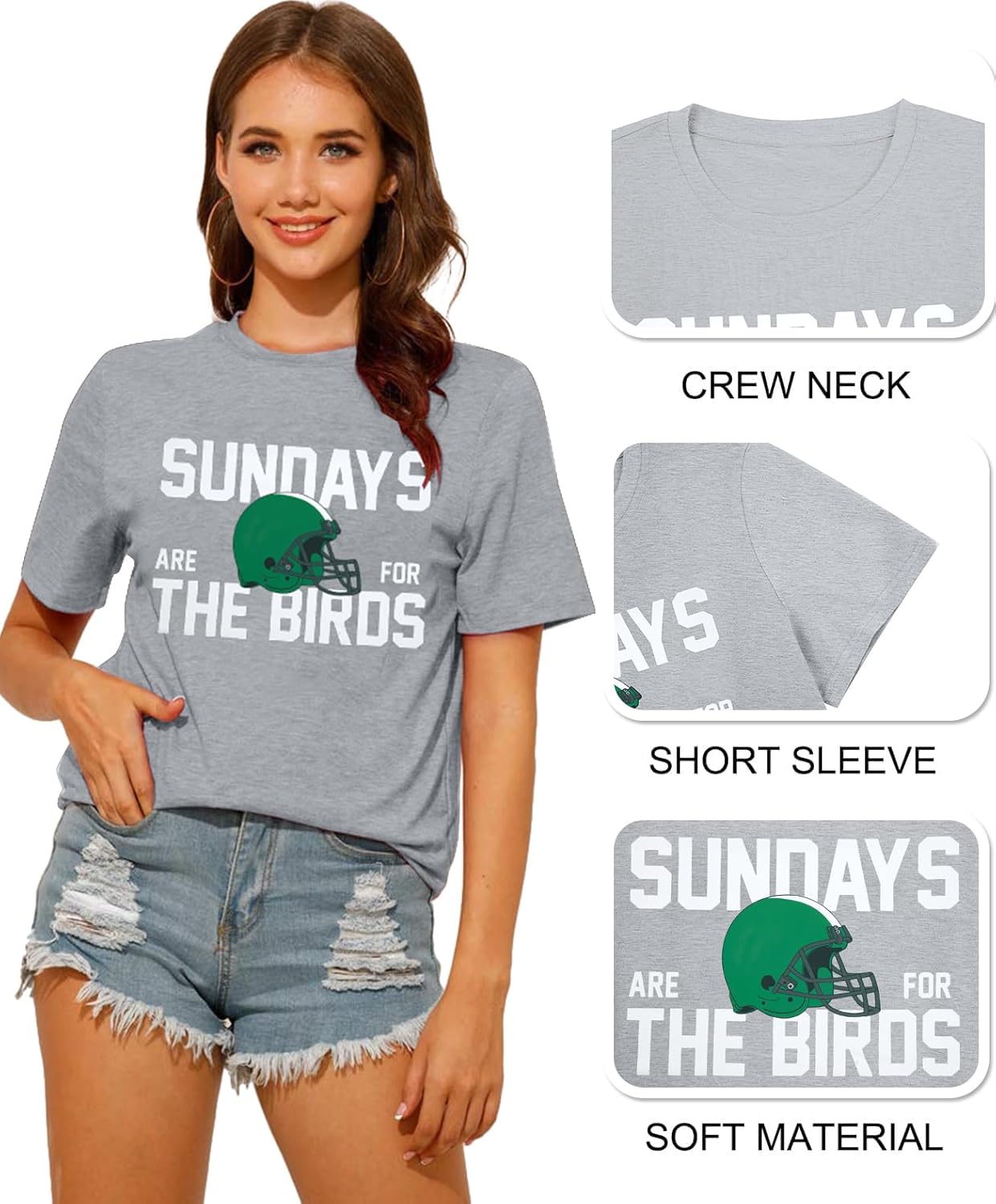 Football Shirts Women Game Day Tshirt Football Outfits Team Fan Gifts Tee Tops - Image 4