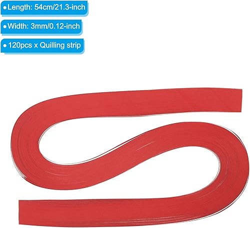 Miniatura 2 de PATIKIL Tiras de papel de origami, 120 unidades, 18 pulgadas (0.118 in), 21.3 in, para arte, manualidades, Navidad, color rojo