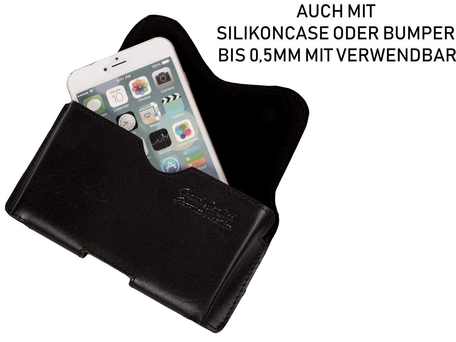 Matador Leder Tasche kompatibel zu Apple iPhone 16 Pro/ 16/16 E/ 15 Pro/ 15/14 Pro/ 14/13 Pro/ 13/12 Pro/ 12/11/ XR Gürteltasche Handytasche mit Gürtelschlaufe Magnetverschluss (Crazy Black)