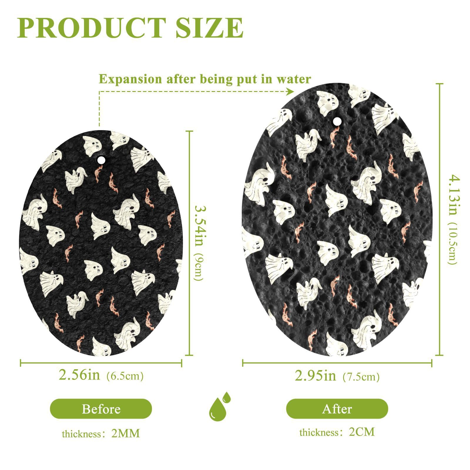 Kcldeci Scrub Sponges, Halloween Spooky Ghost Non-Scratch Sponges for Dishes Kitchen Sponge Dish Scrubber For Washing Dishes and Cleaning Kitchen 3 Pack