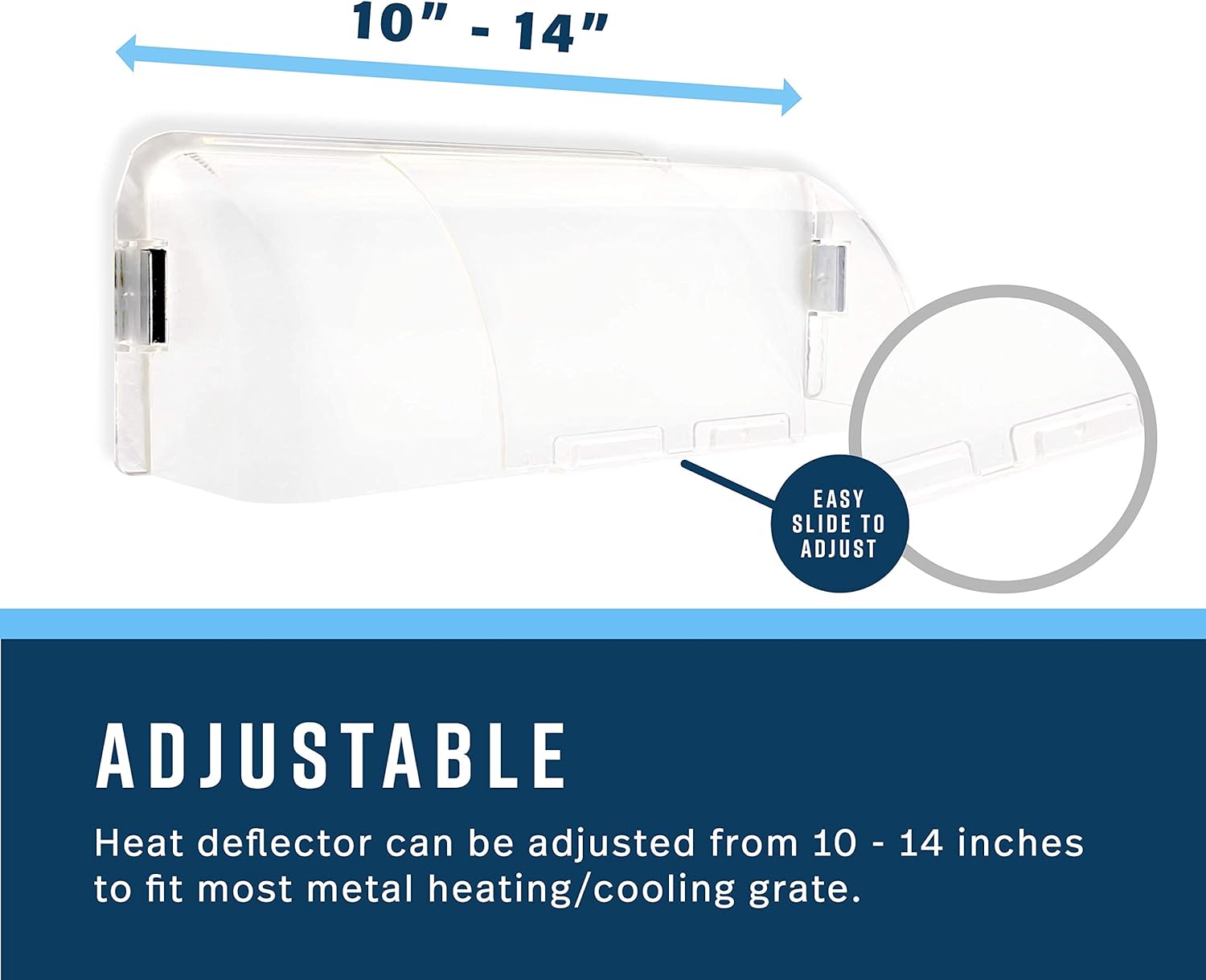 Heat and Air Vent Deflector - Magnetic, Adjustable, Unbreakable, Floor & Ceiling Use - 10-14 In, 2 Pack