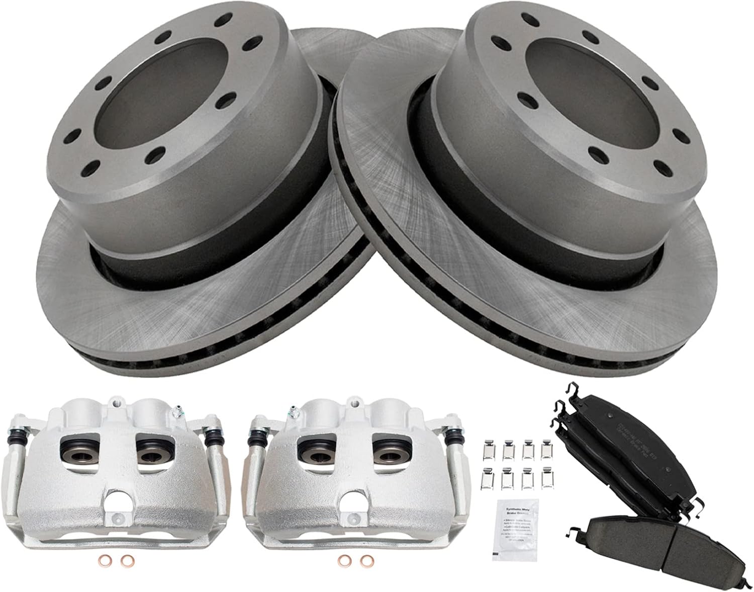 TRQ Rear Brake Pad & Rotor Kit Brake Caliper Brake Pads Brake Rotor Ceramic Vented Compatible with 2009-2010 Dodge Ram 2500 Ram 3500 2012 Ram 1500 2011-2018 2500 3500