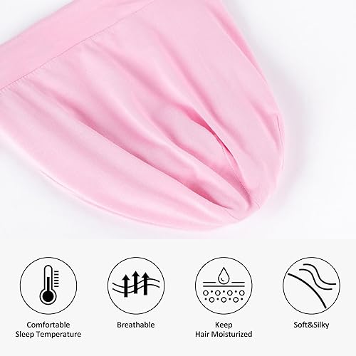 Miniatura 4 de Gorro de satén con forro de seda, cubierta ajustable para el cabello para mujeres y hombres, gorro de noche para el cuidado de pacientes
