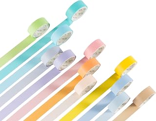 YUBBAEX Washi Tape 12 Rolls Rainbow Color Masking Decorative Tapes Set for Arts, DIY Crafts, Journals, Planners, Scrapbooking, Wrapping (15mm)